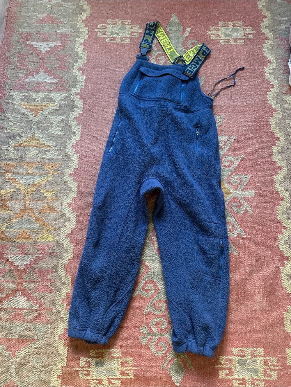 Women’s free people Blue Fleece Overalls with Branded Elastic Straps